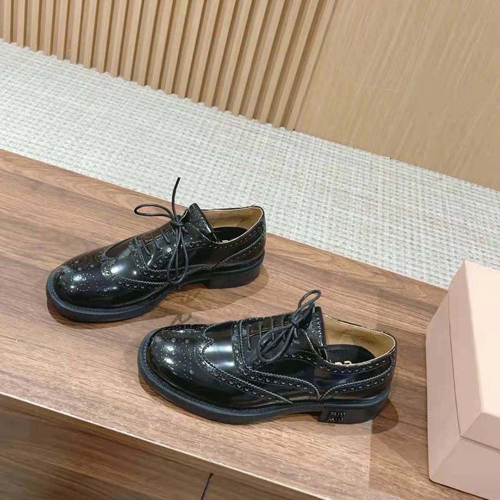 Miu Miu Women Church’s X Miu Miu Brushed Leather Oxford Brogue Shoes - image 4