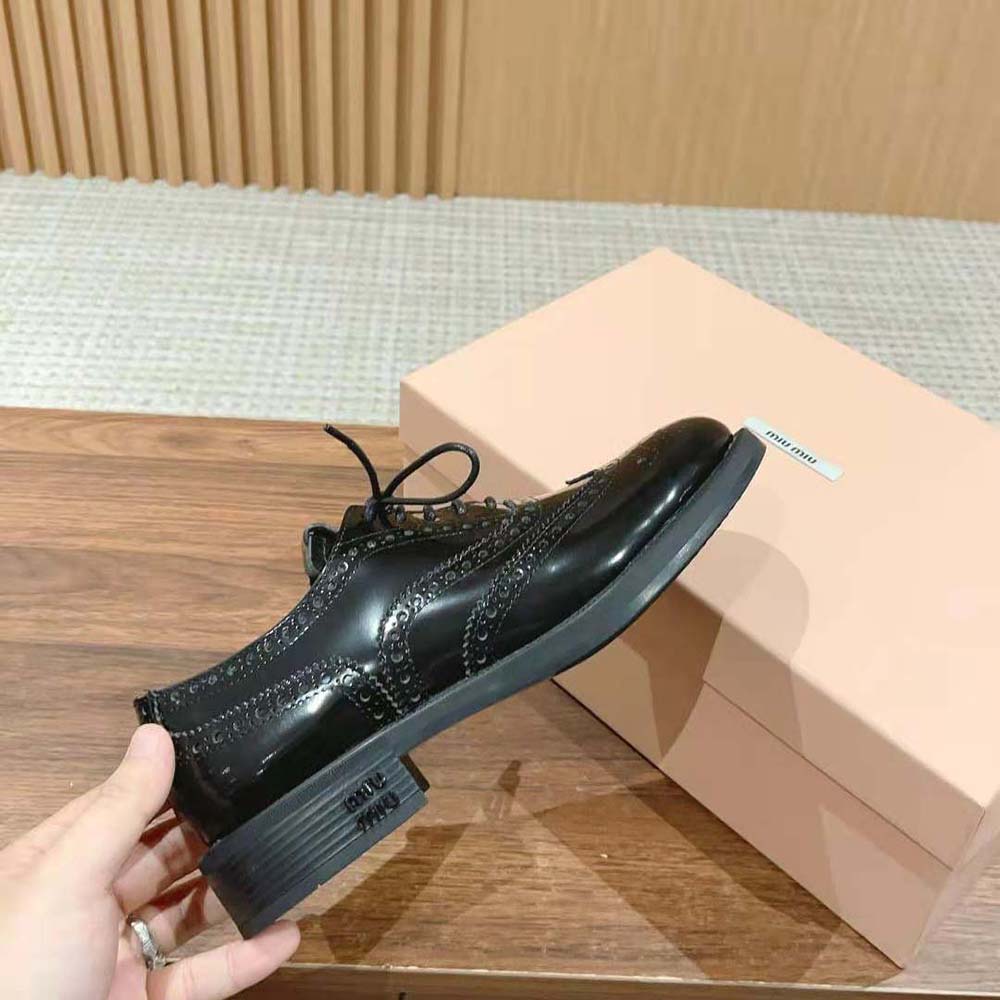 Miu Miu Women Church’s X Miu Miu Brushed Leather Oxford Brogue Shoes - image 6