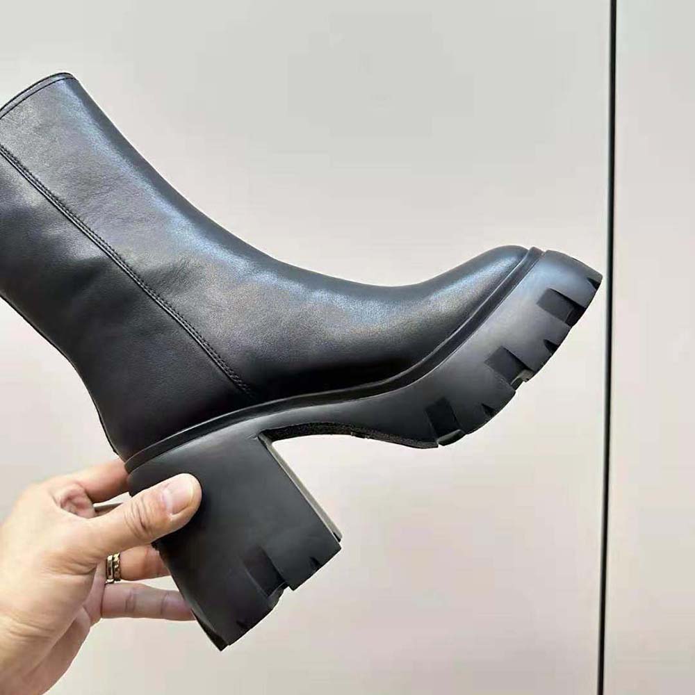 Miu Miu Women Leather Booties in EVA Sole with Logo-Black - image 9