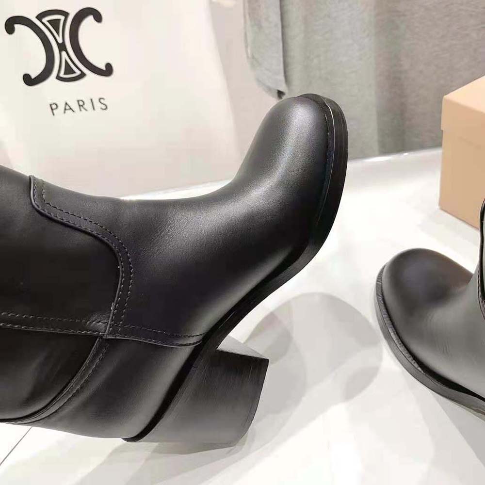 Miu Miu Women Leather Booties with Hot-stamped Logo-Black - image 10