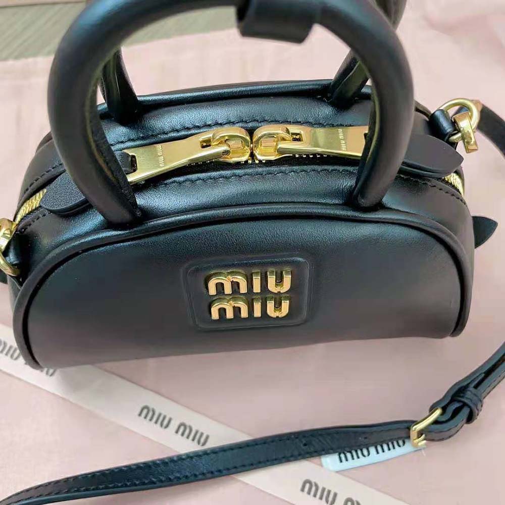 Miu Miu Women Mini Leather Top-handle Bag-Black - image 9