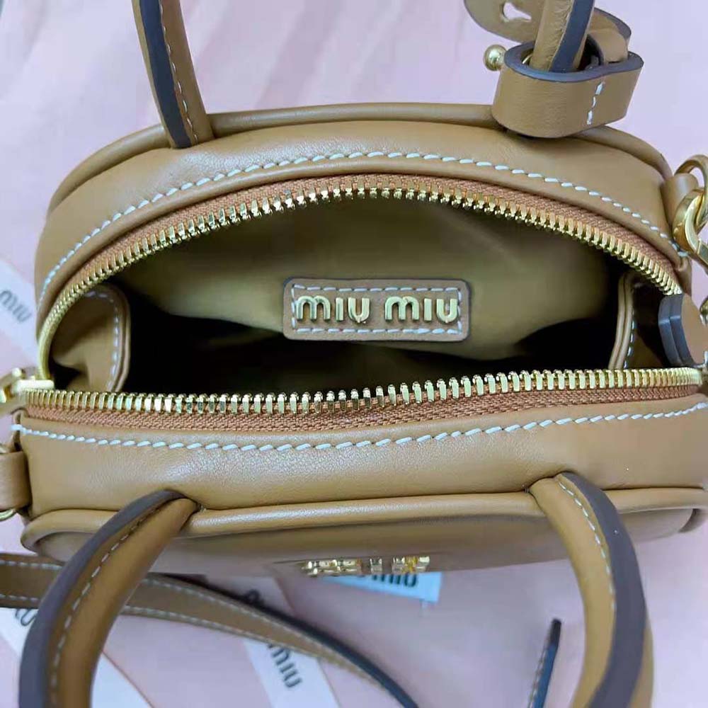Miu Miu Women Mini Leather Top-handle Bag-Brown - image 9