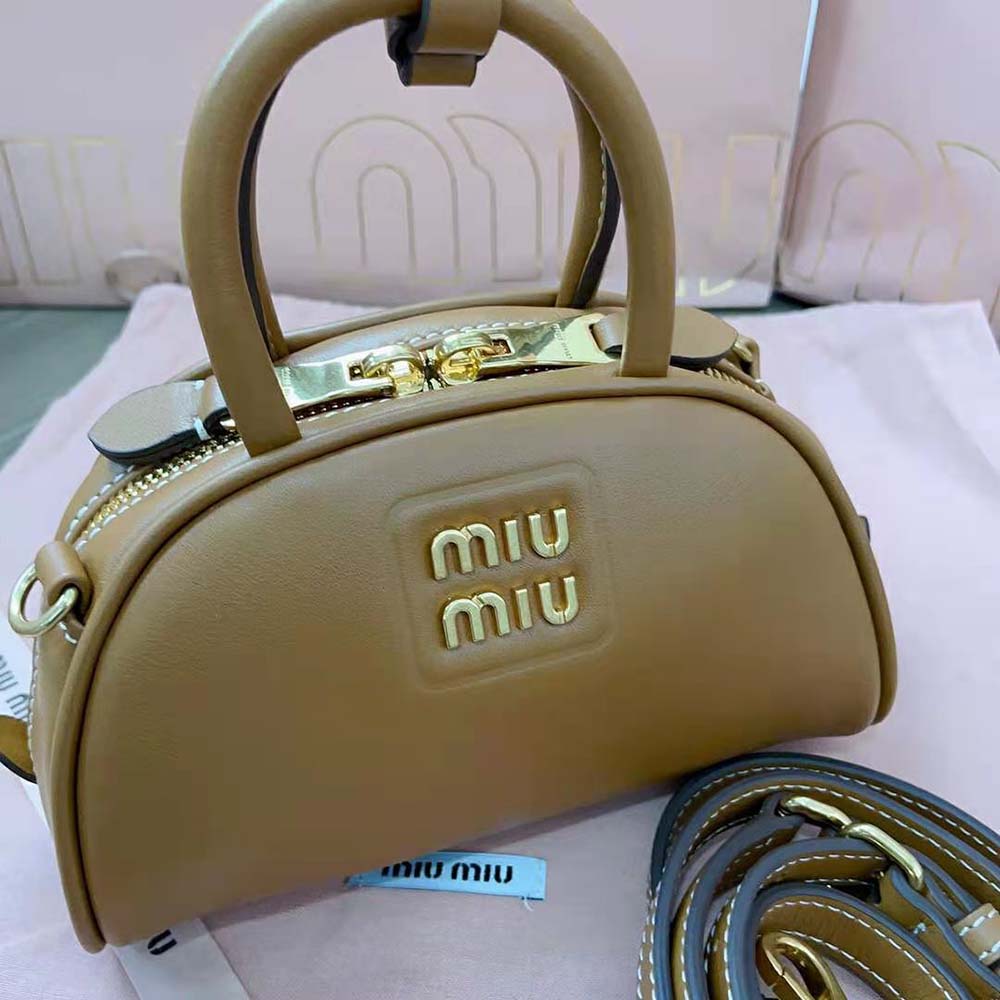 Miu Miu Women Mini Leather Top-handle Bag-Brown - image 8