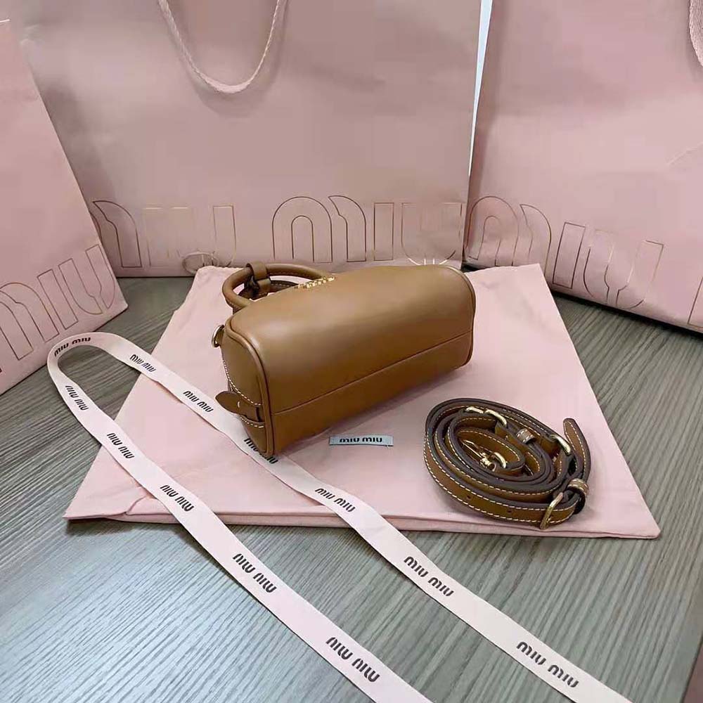 Miu Miu Women Mini Leather Top-handle Bag-Brown - image 6