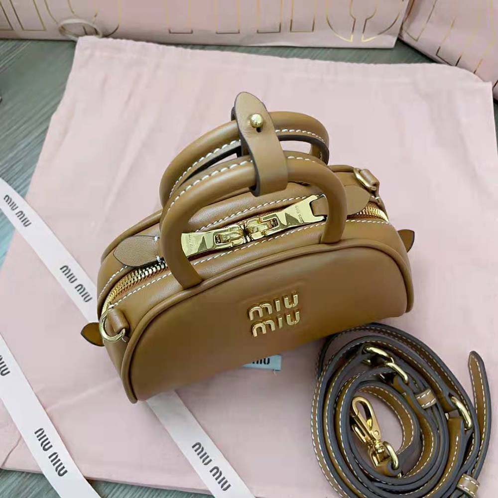 Miu Miu Women Mini Leather Top-handle Bag-Brown - image 7