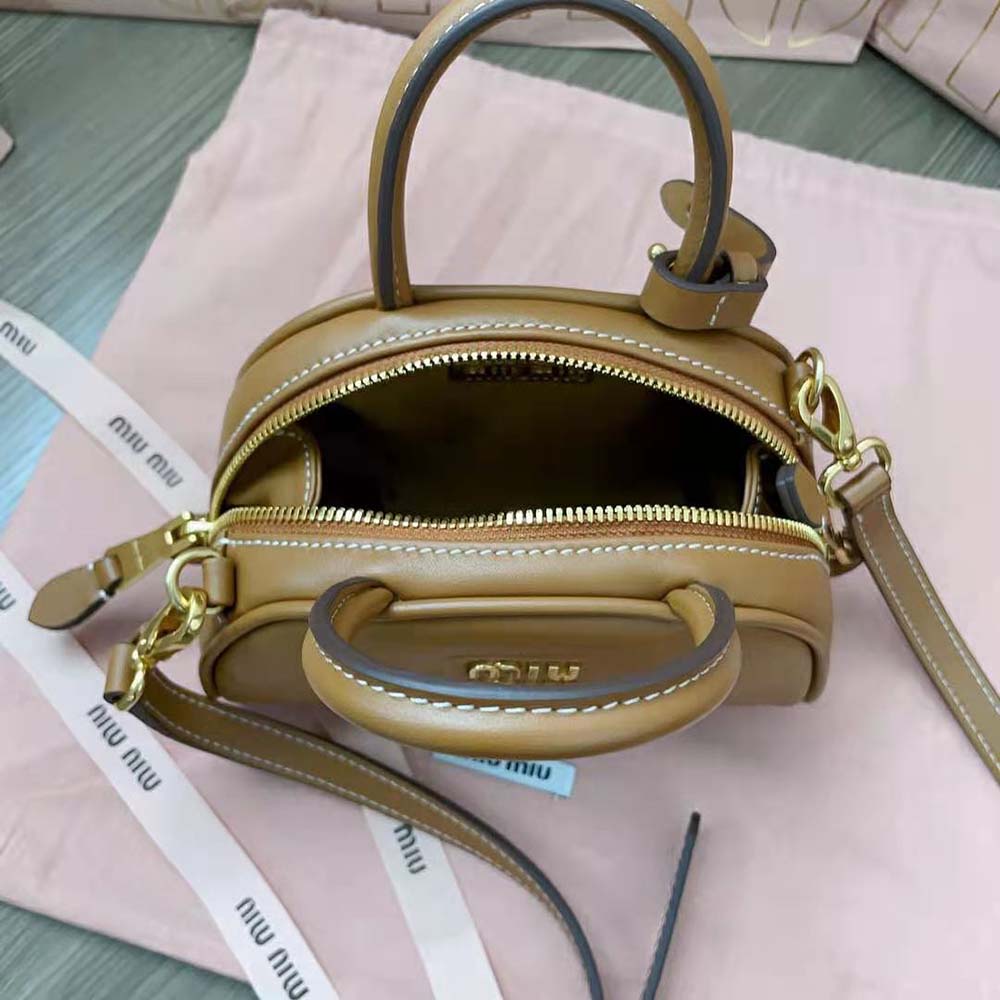 Miu Miu Women Mini Leather Top-handle Bag-Brown - image 10