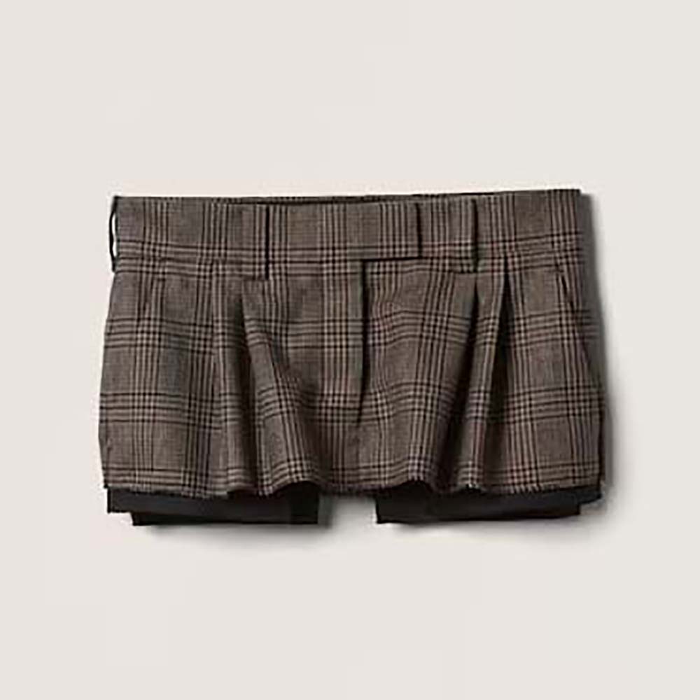 Front view of Miu Miu Women Prince of Wales Check Miniskirt