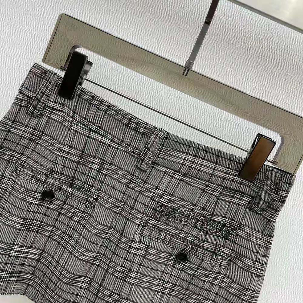 Miu Miu Women Prince of Wales Check Miniskirt - image 5