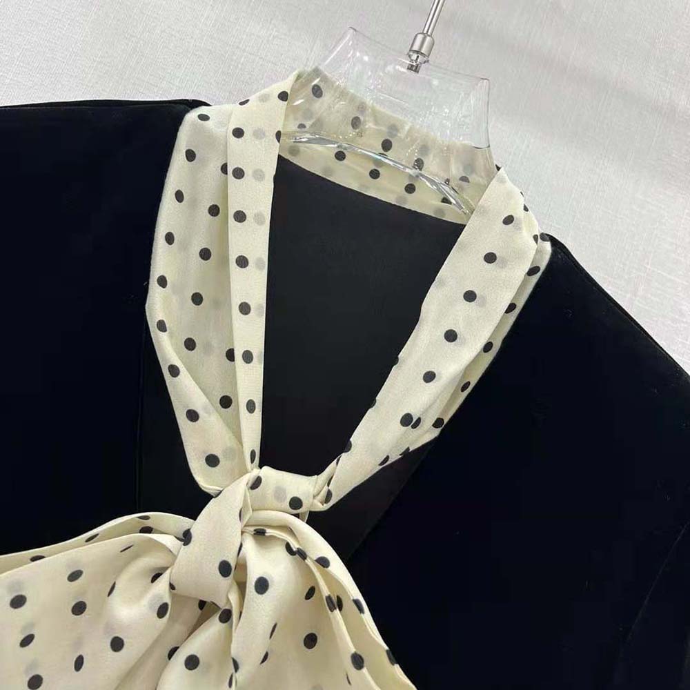 Miu Miu Women Scarf Collar Velvet Top-Black - image 7