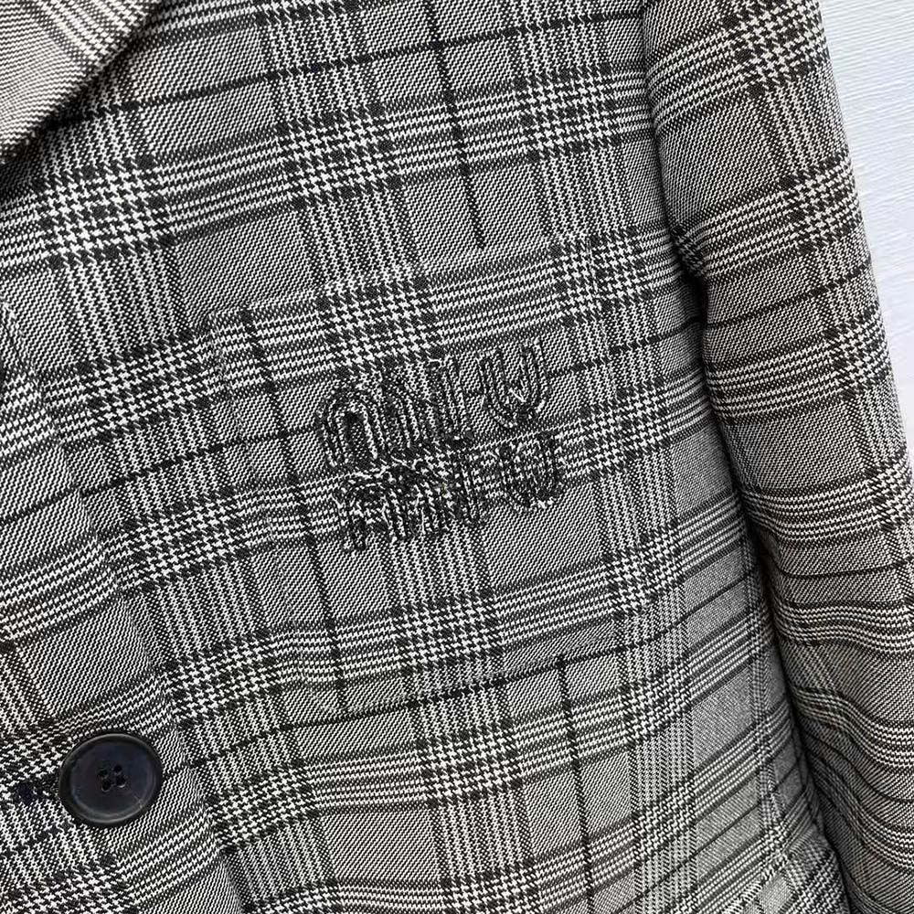 Miu Miu Women Single-breasted Prince of Wales Check Jacket - image 7