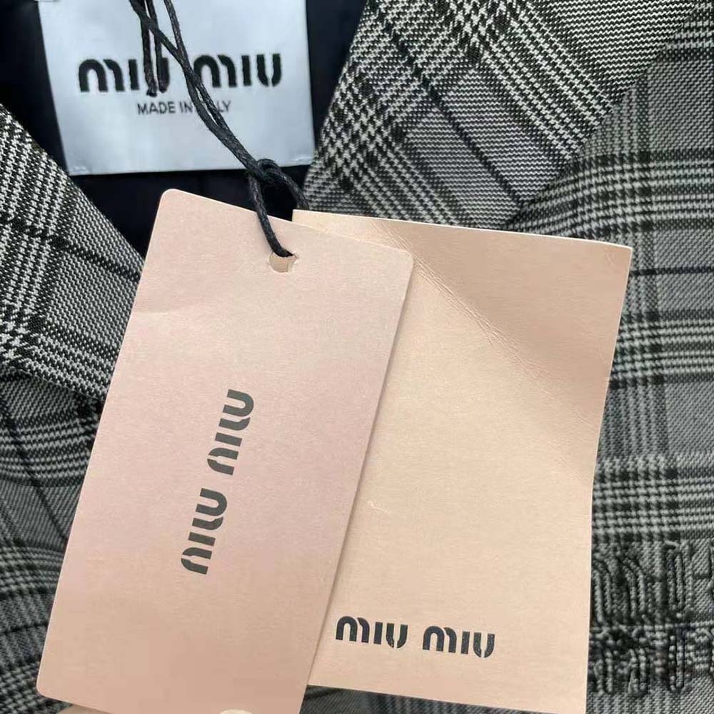 Miu Miu Women Single-breasted Prince of Wales Check Jacket - image 9