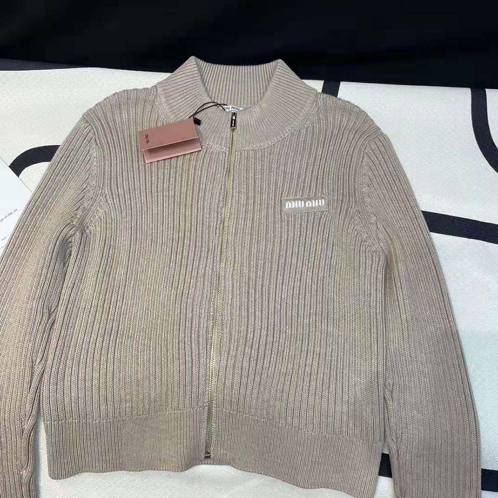 Miu Miu Women Wool Knit Cardigan with Knit Logo Patch - image 5