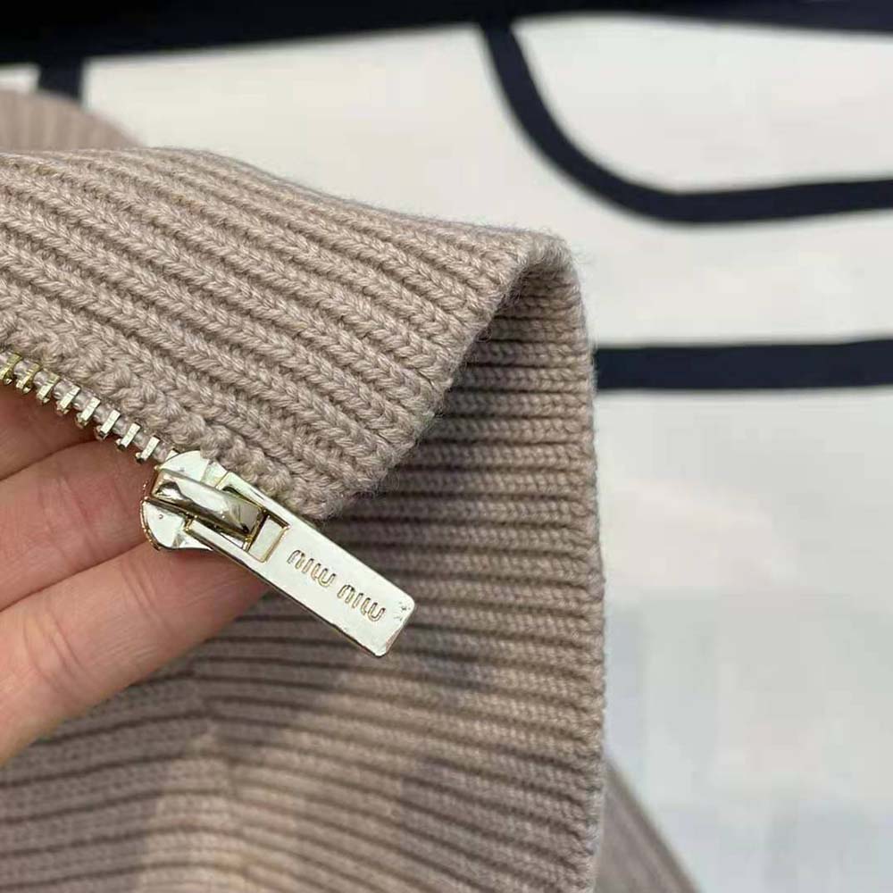Miu Miu Women Wool Knit Cardigan with Knit Logo Patch - image 9
