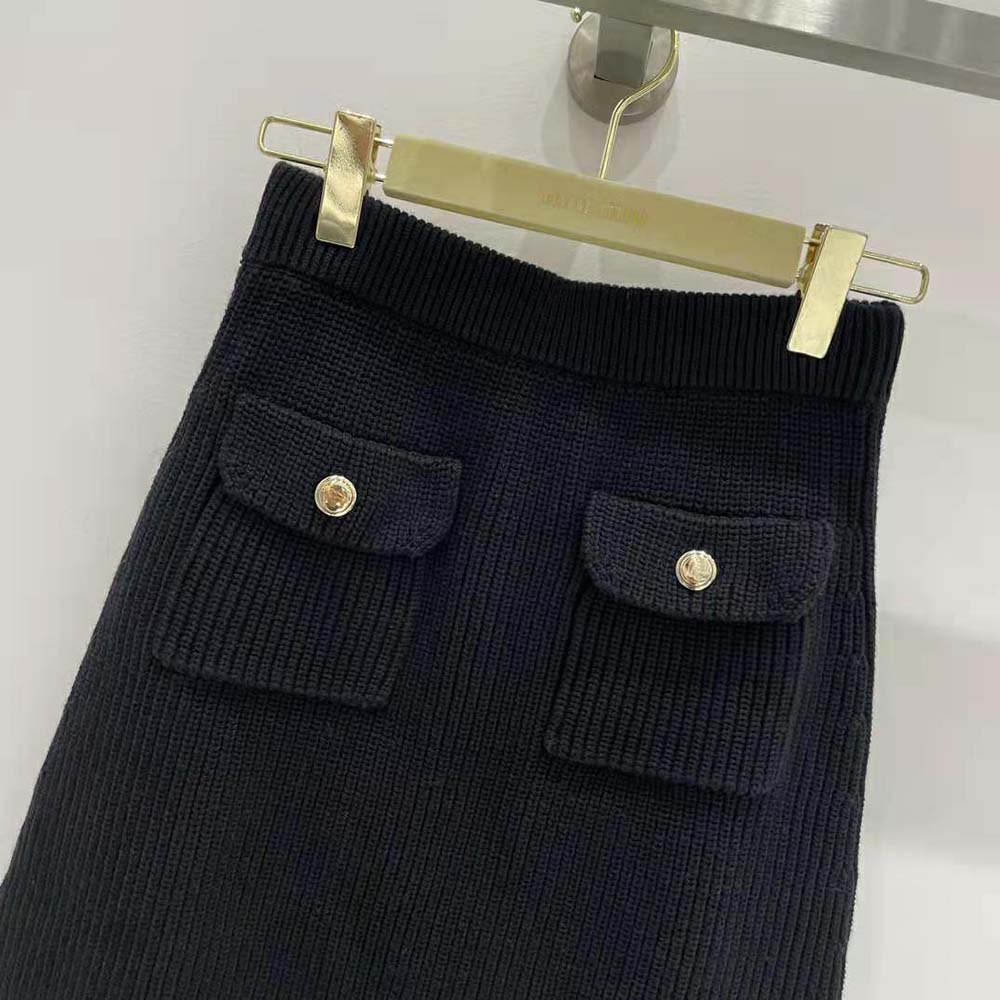 Miu Miu Women Wool Miniskirt with Knit Logo Patch - image 4