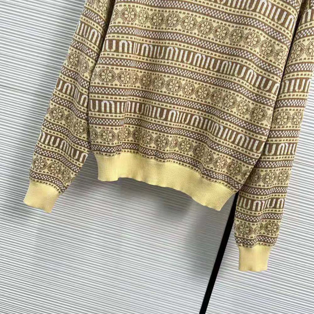 Miu Miu Women Wool Sweater with Jacquard Logo-Yellow - image 8