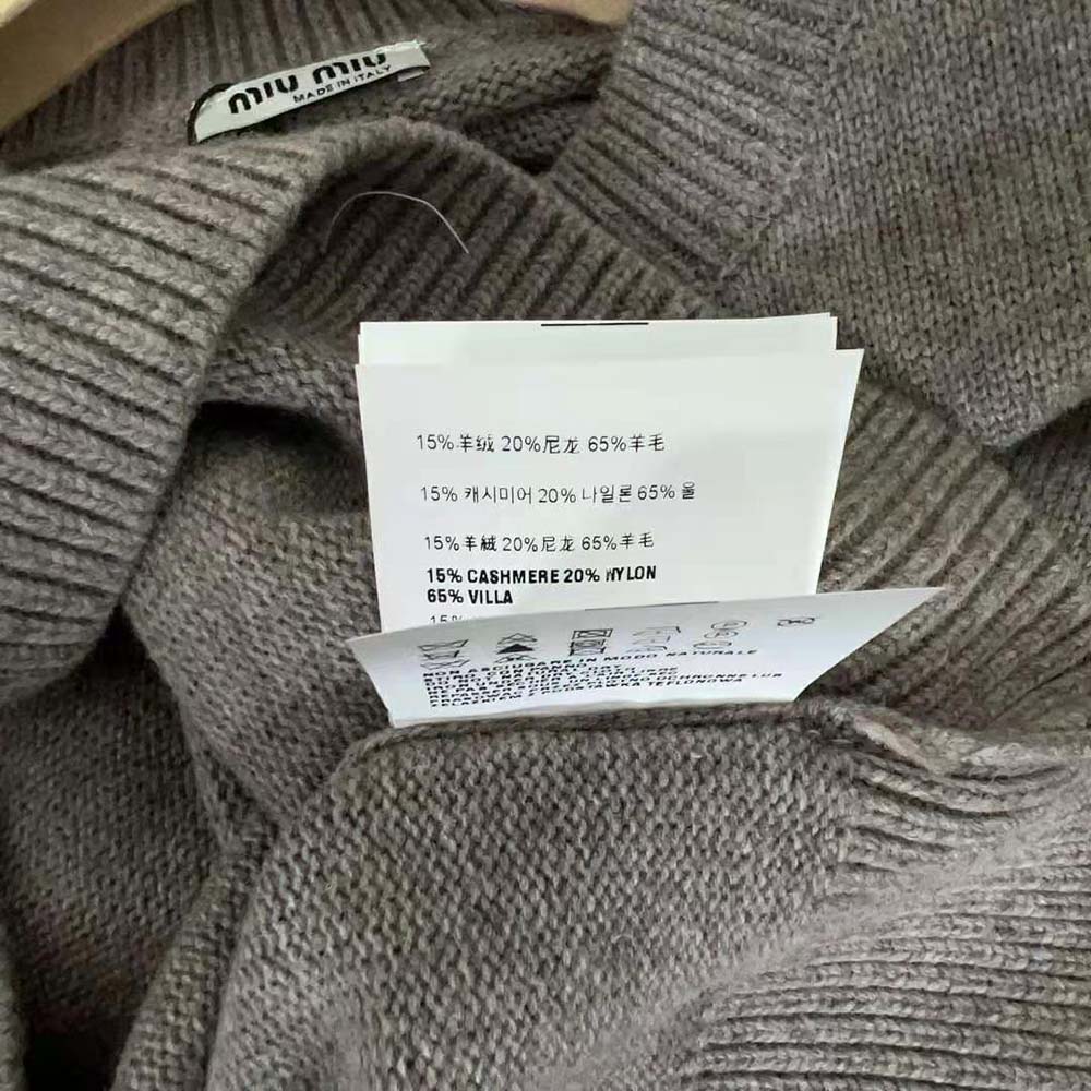 Miu Miu Women Wool and Nylon Sweater with Embroidered Logo - image 7