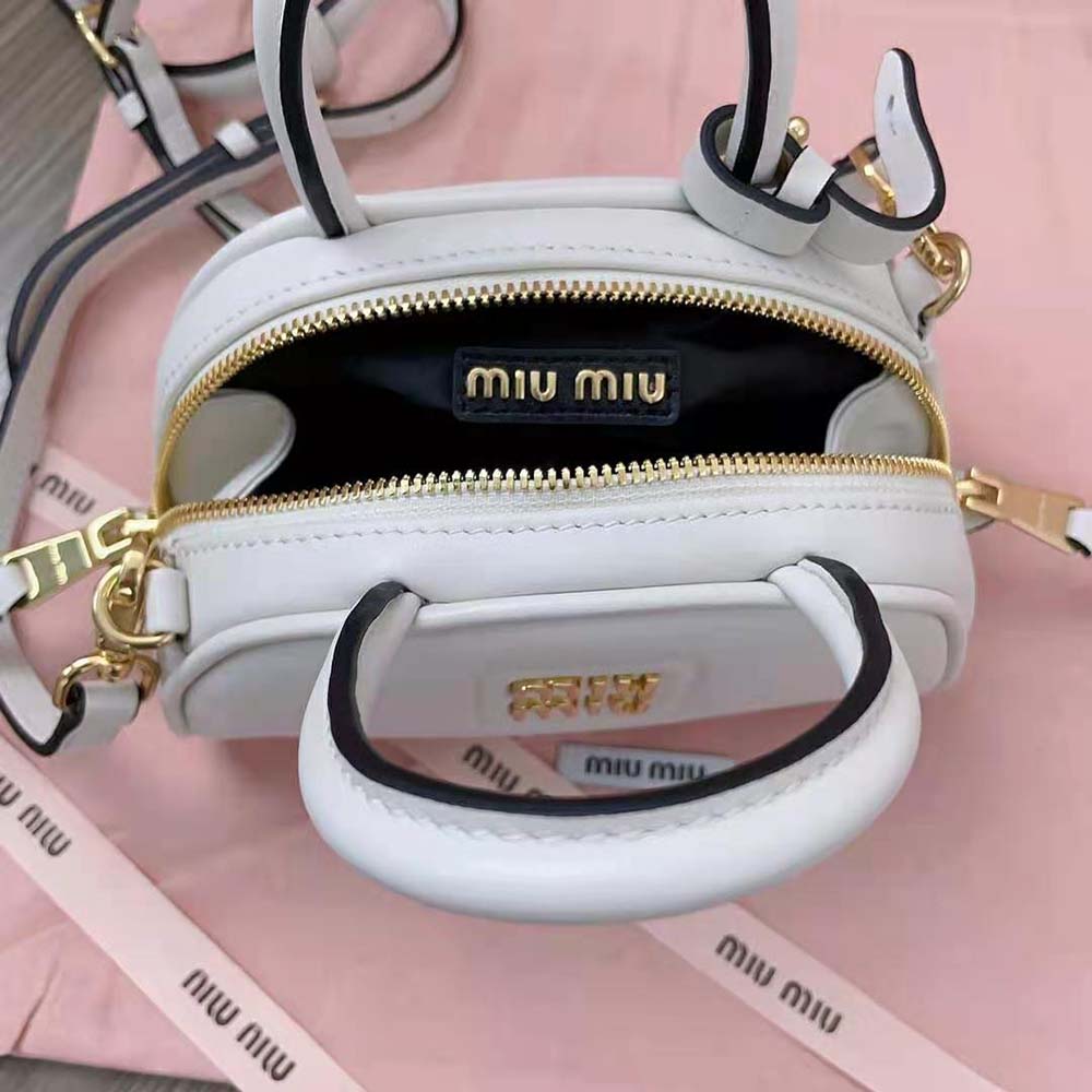 Miu Miu Women Mini Leather Top-handle Bag-White - image 10