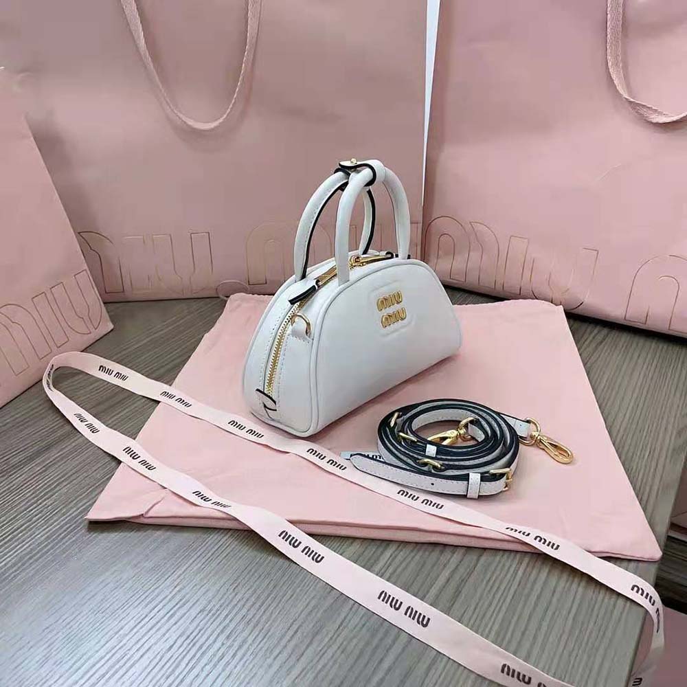 Miu Miu Women Mini Leather Top-handle Bag-White - image 4