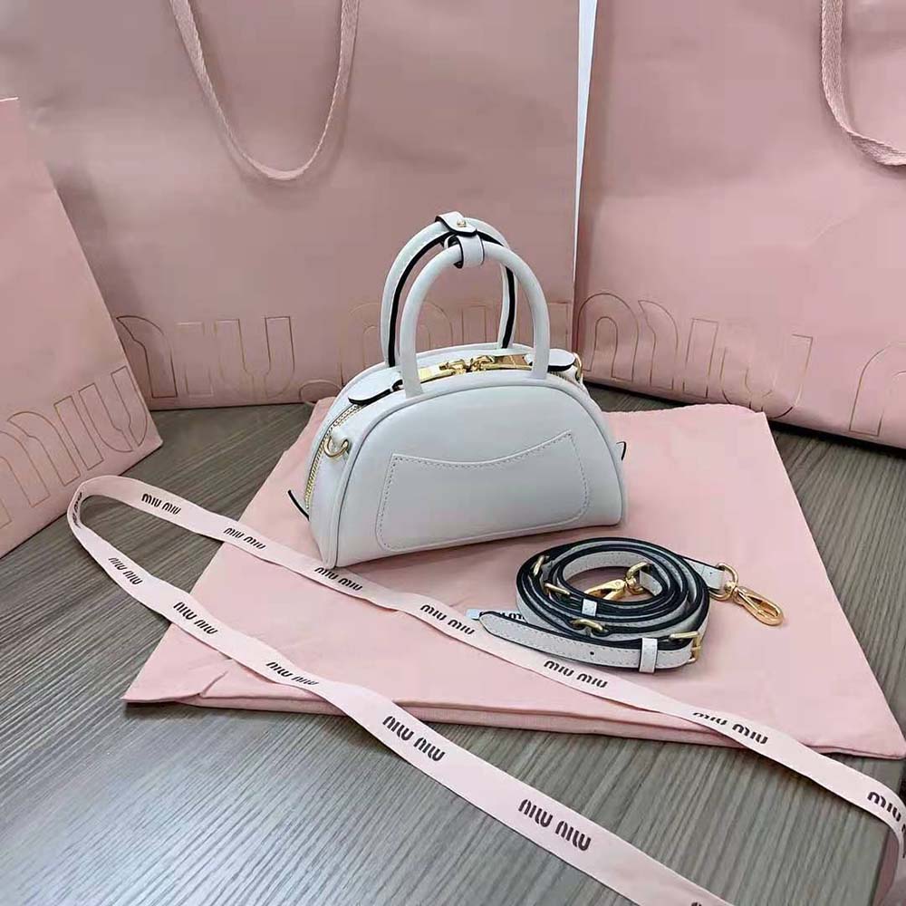 Miu Miu Women Mini Leather Top-handle Bag-White - image 6