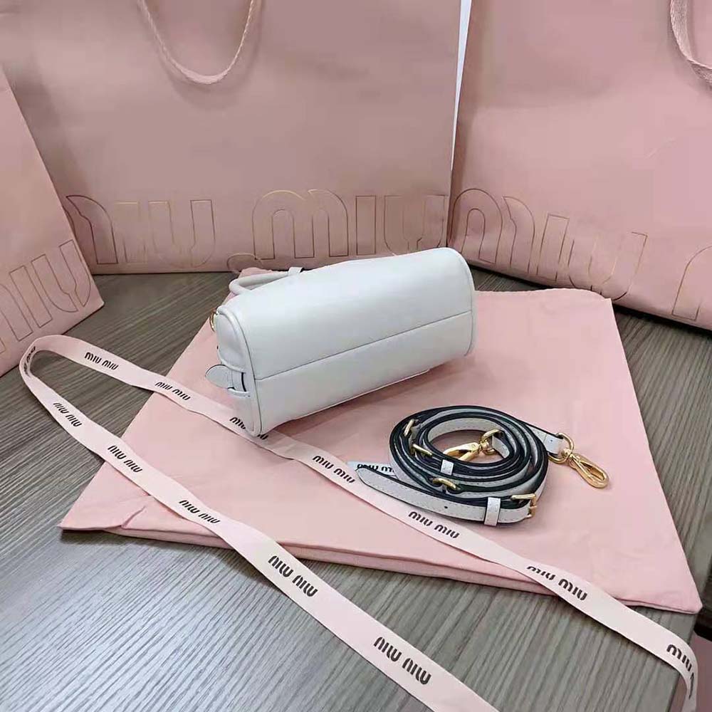 Miu Miu Women Mini Leather Top-handle Bag-White - image 7
