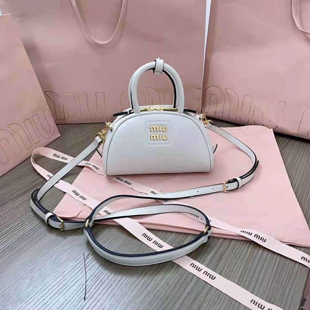 Miu Miu Women Mini Leather Top-handle Bag-White - image 5