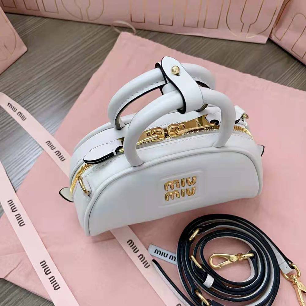 Miu Miu Women Mini Leather Top-handle Bag-White - image 8