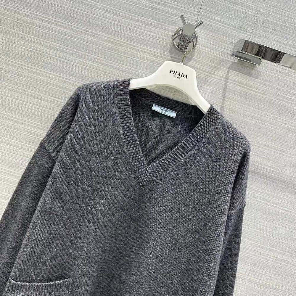 Prada Women Wool and Cashmere Sweater-Silver - image 4