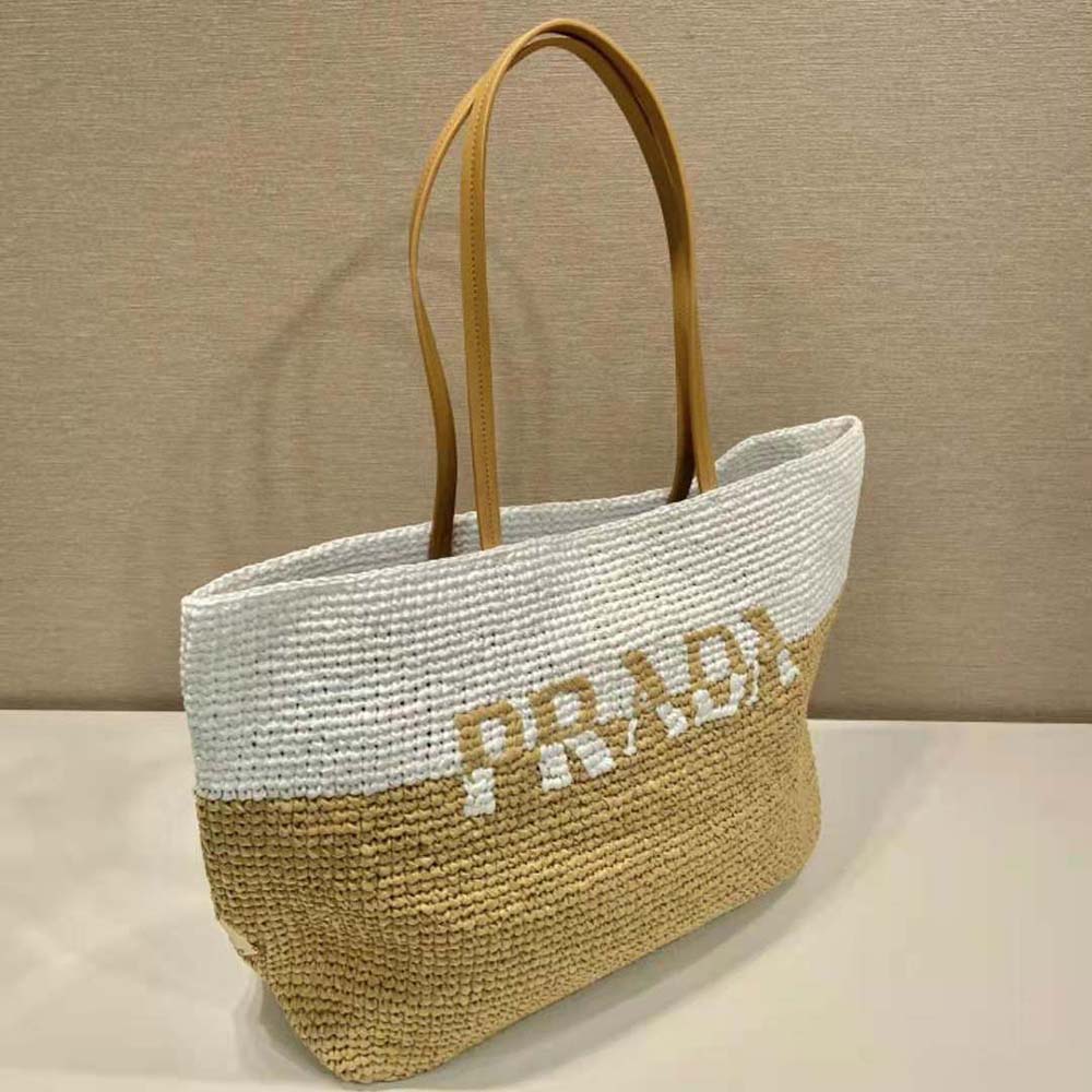 Prada Women Crochet and Leather Tote Bag - image 4
