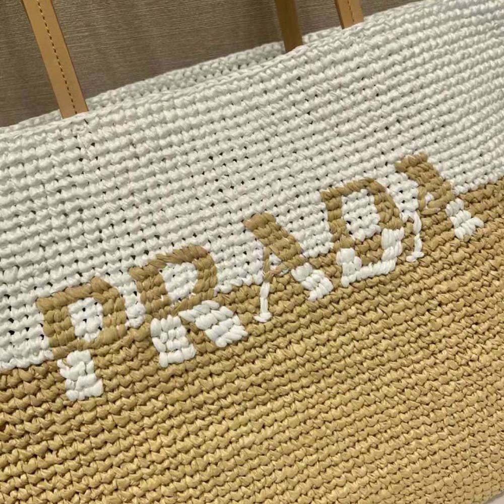 Prada Women Crochet and Leather Tote Bag - image 9
