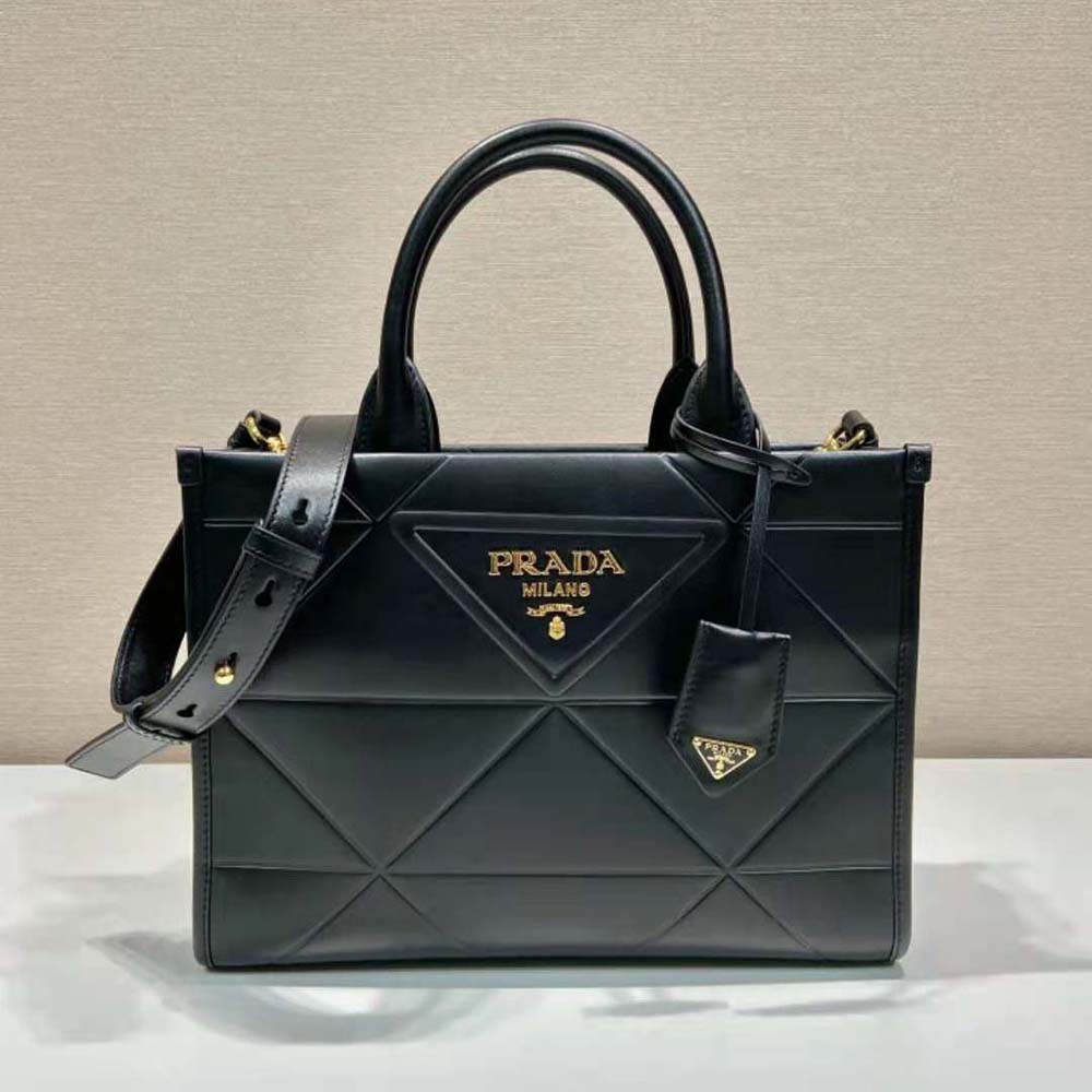 Close-up on stitching detail of Prada Women Mini Prada Symbole Leather Bag