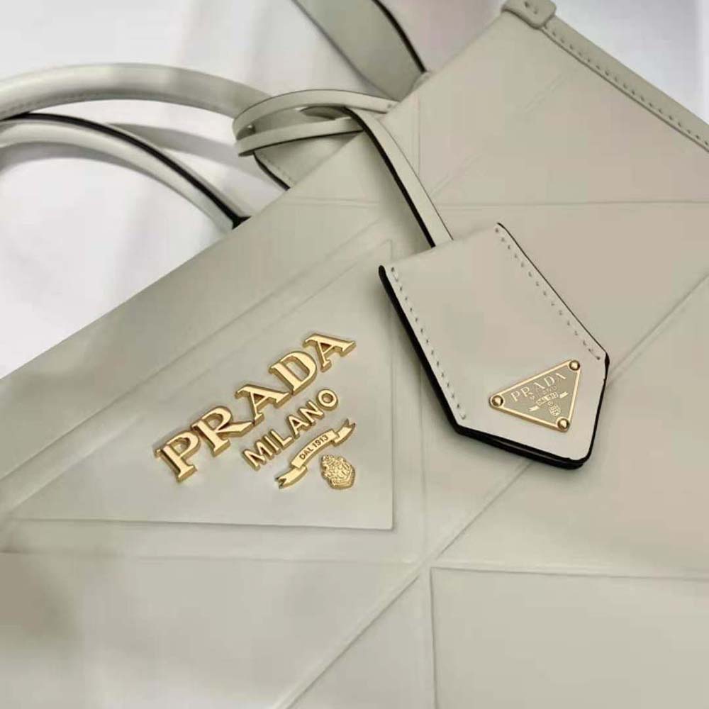 Prada Women Mini Prada Symbole Leather Bag with Stitching-White - image 10