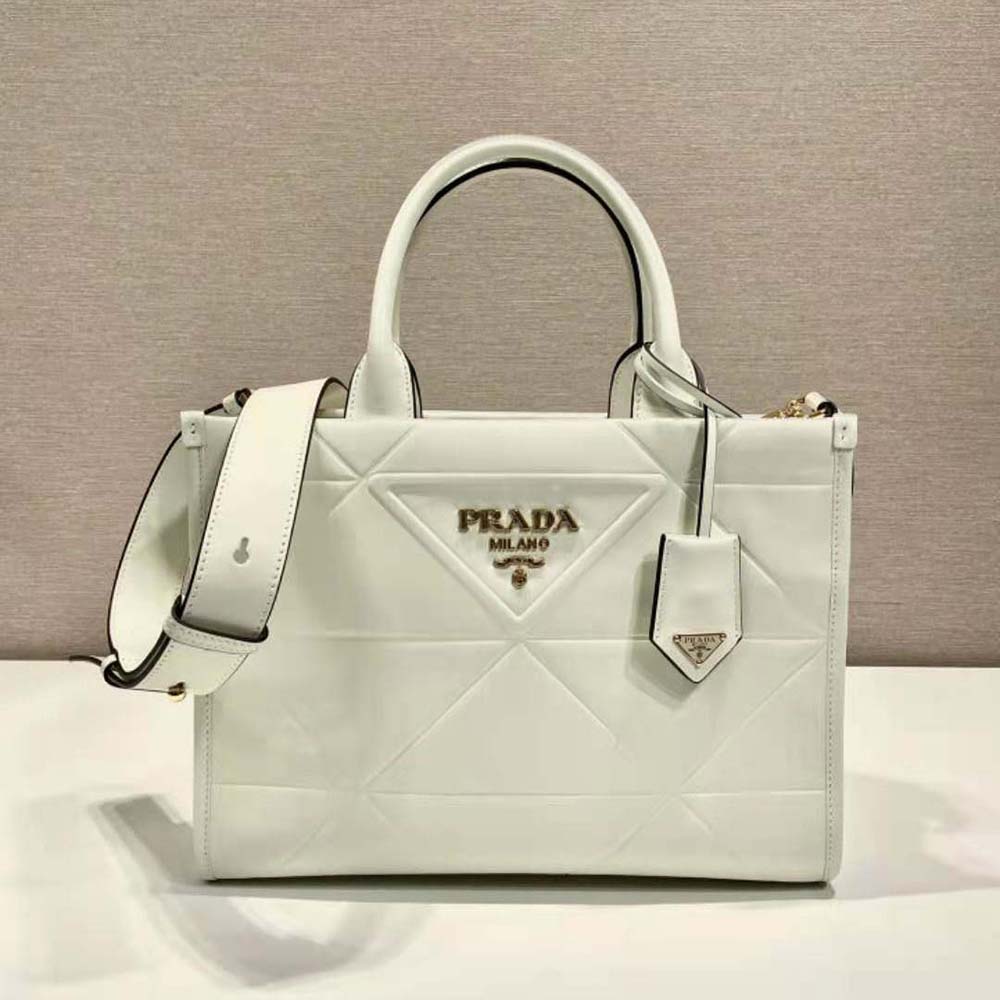 Close-up of stitching detail on Prada Women Mini Prada Symbole Leather Bag