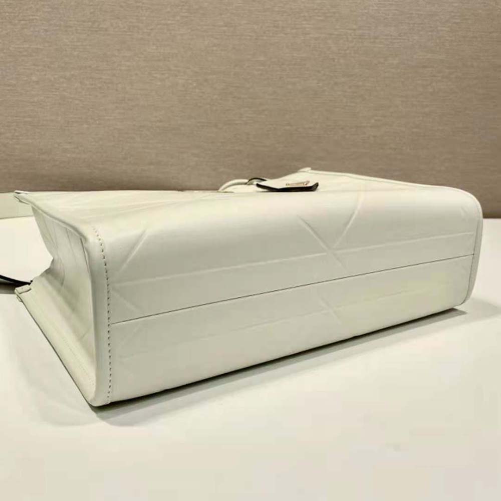 Prada Women Mini Prada Symbole Leather Bag with Stitching-White - image 7
