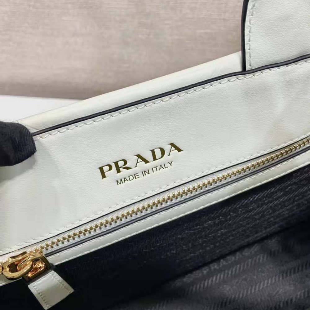 Prada Women Mini Prada Symbole Leather Bag with Stitching-White - image 8