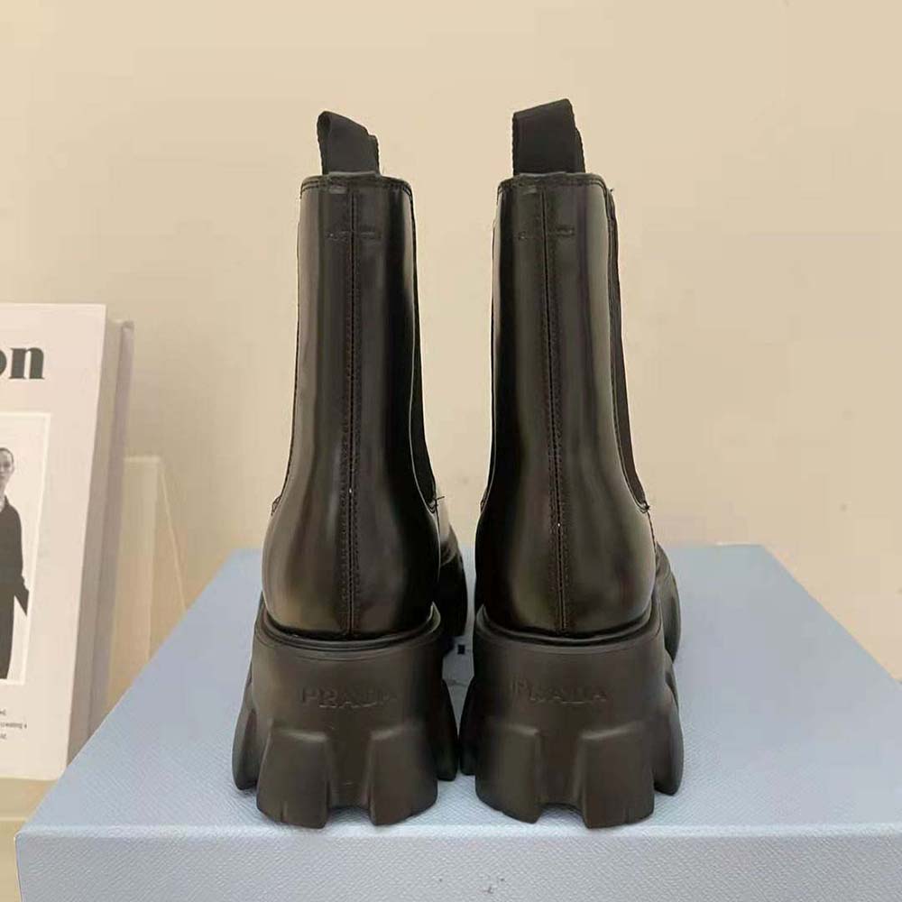 Prada Women Monolith Brushed Leather Booties-Black - image 5