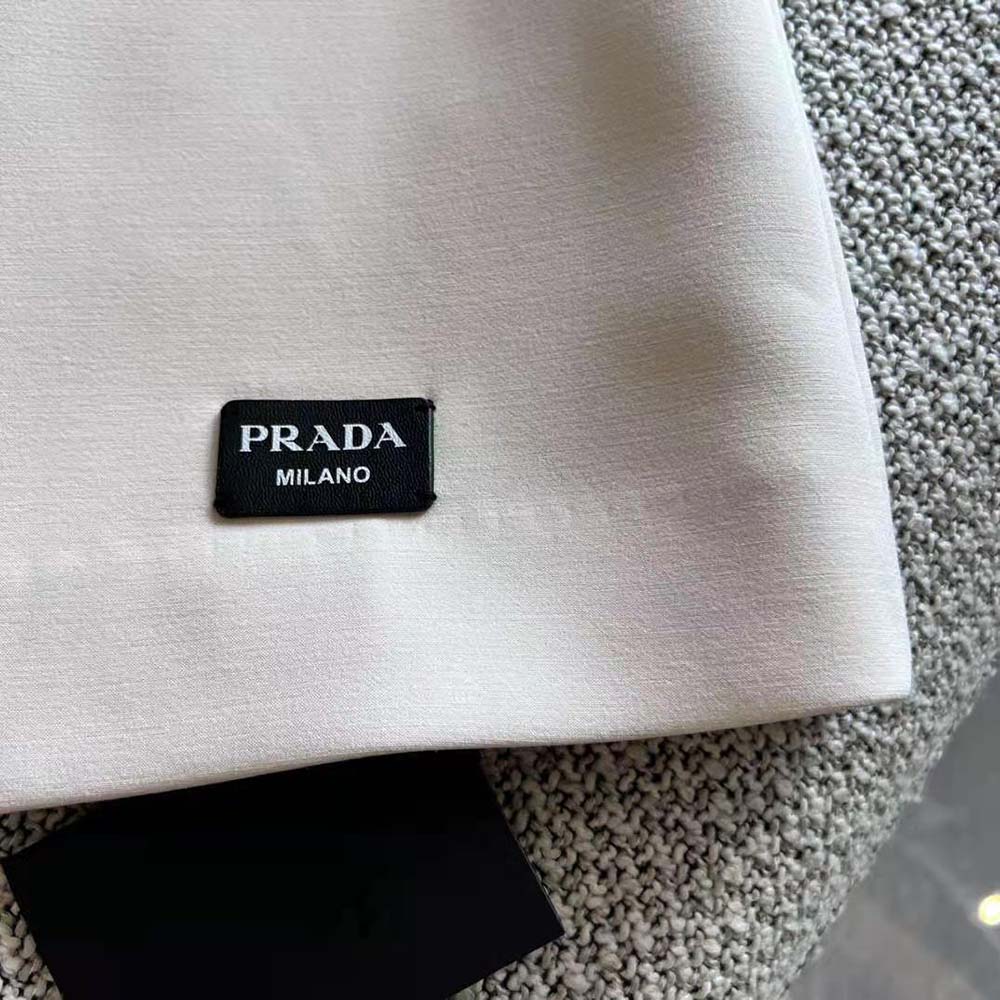 Prada Women Natté Minidress With Leather Logo Label-White - image 8