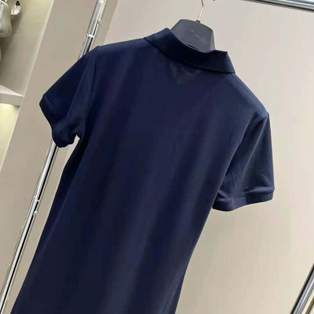 Prada Women Piqué Midi-dress with Fabric Triangle Logo-Navy - image 5
