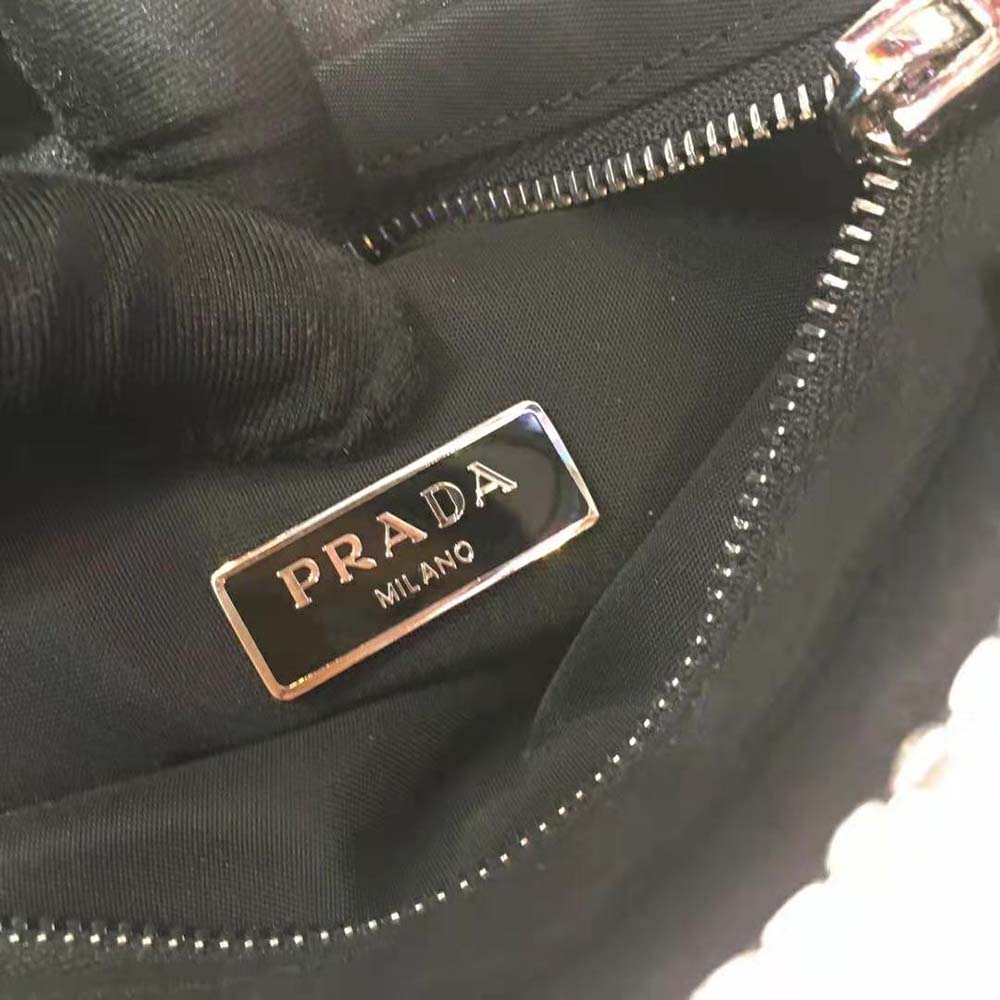 Prada Women Satin Handbag with Crystals-Black - image 10