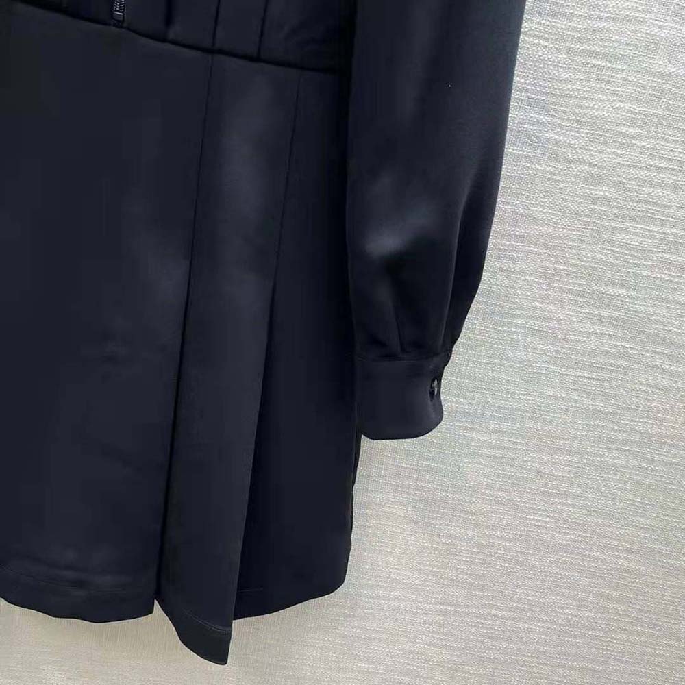 Prada Women Satin Sablé Mini-dress with Enameled Metal Triangle Logo - image 9