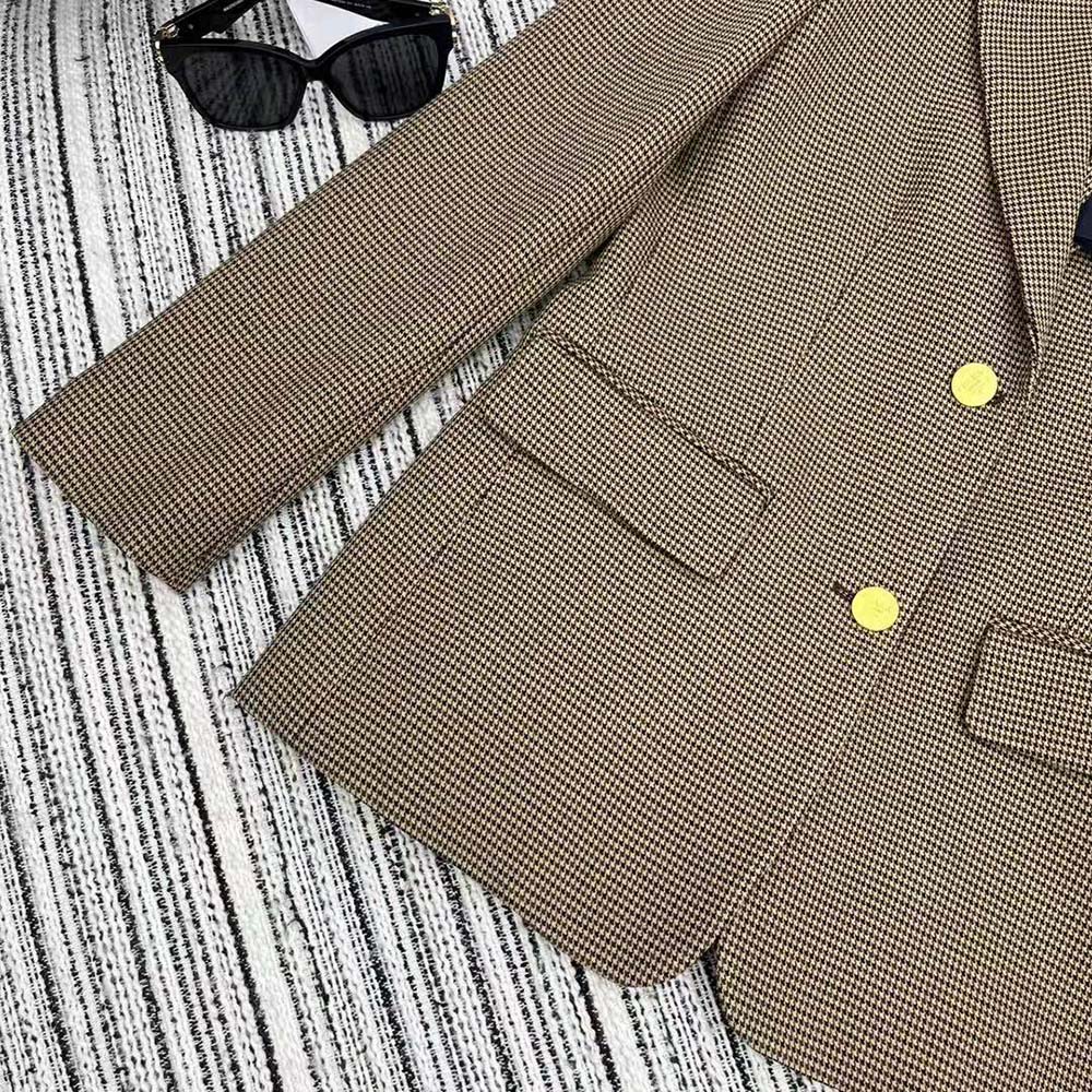 Prada Women Single-breasted Houndstooth Check Jacket - image 7