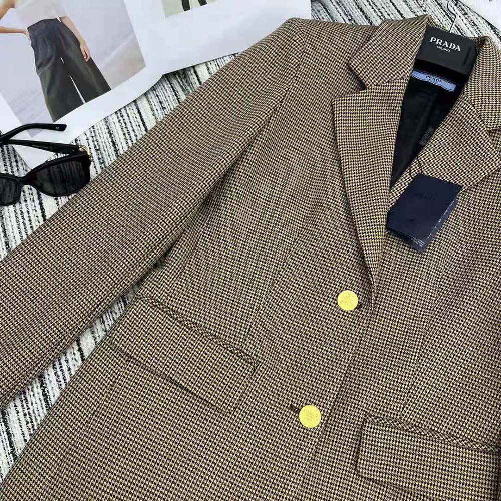 Prada Women Single-breasted Houndstooth Check Jacket - image 6