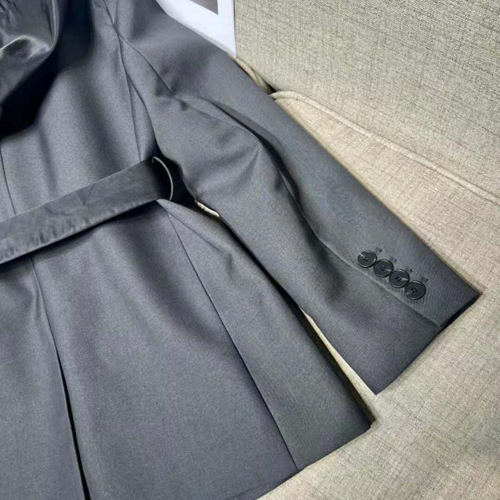 Prada Women Single-breasted Wool and Re-Nylon Jacket-Black - image 7