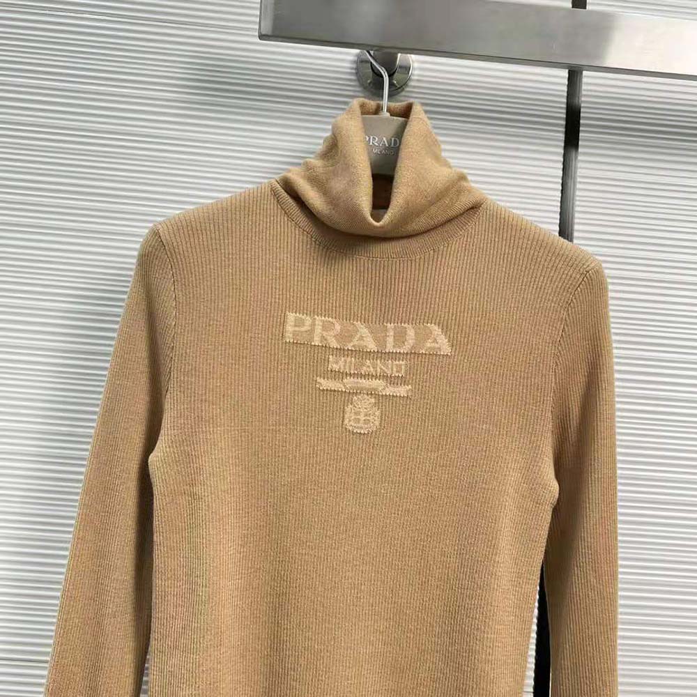 Prada Women Superfine Wool Turtleneck Sweater-Brown - image 4