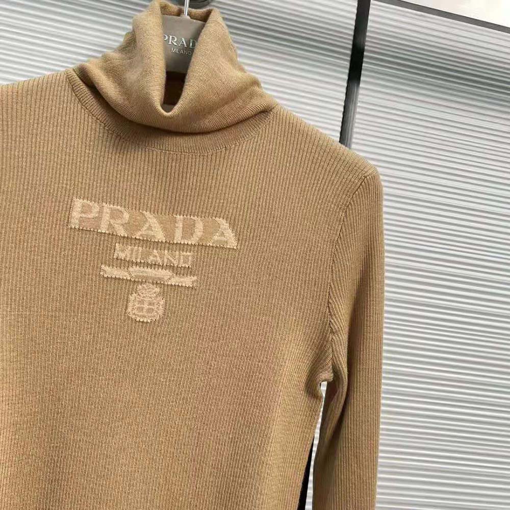 Prada Women Superfine Wool Turtleneck Sweater-Brown - image 6