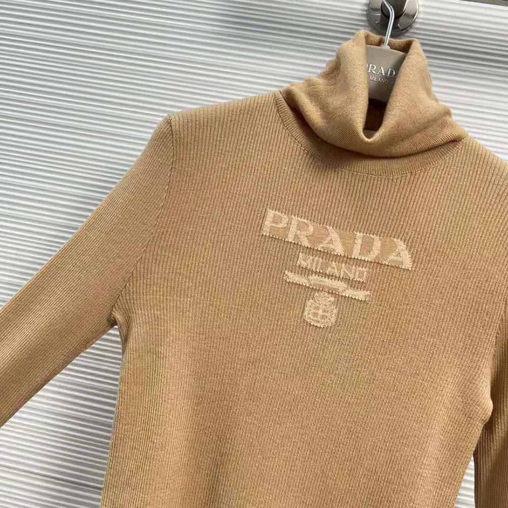 Prada Women Superfine Wool Turtleneck Sweater-Brown - image 5