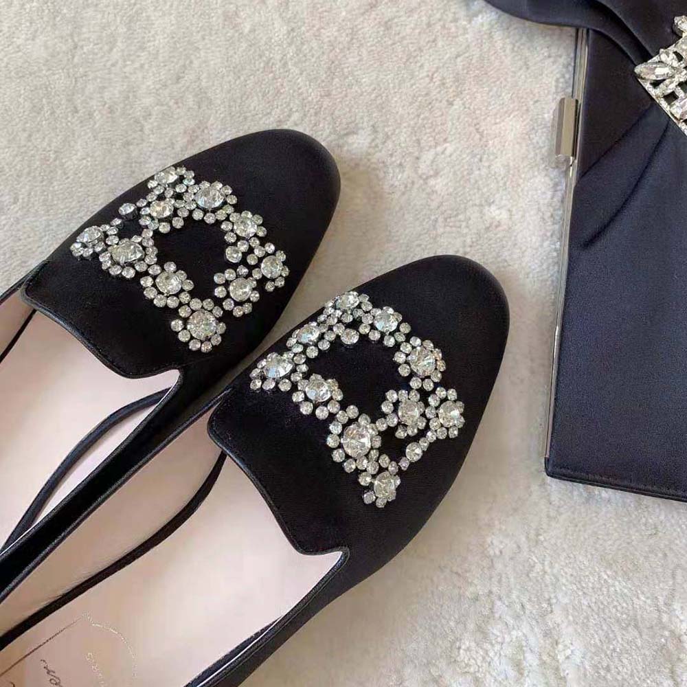 Roger Vivier Women Flower Strass Embroidered Buckle Loafers in Satin - image 5