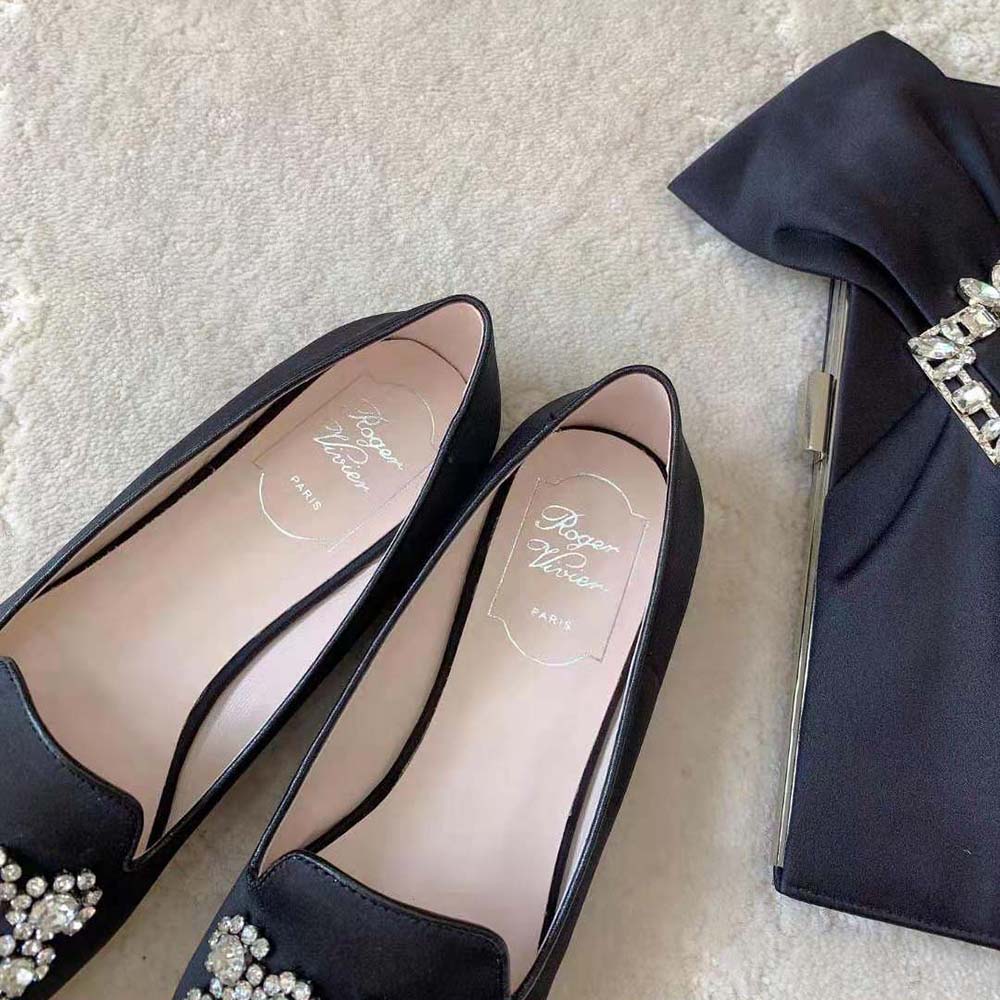 Roger Vivier Women Flower Strass Embroidered Buckle Loafers in Satin - image 6