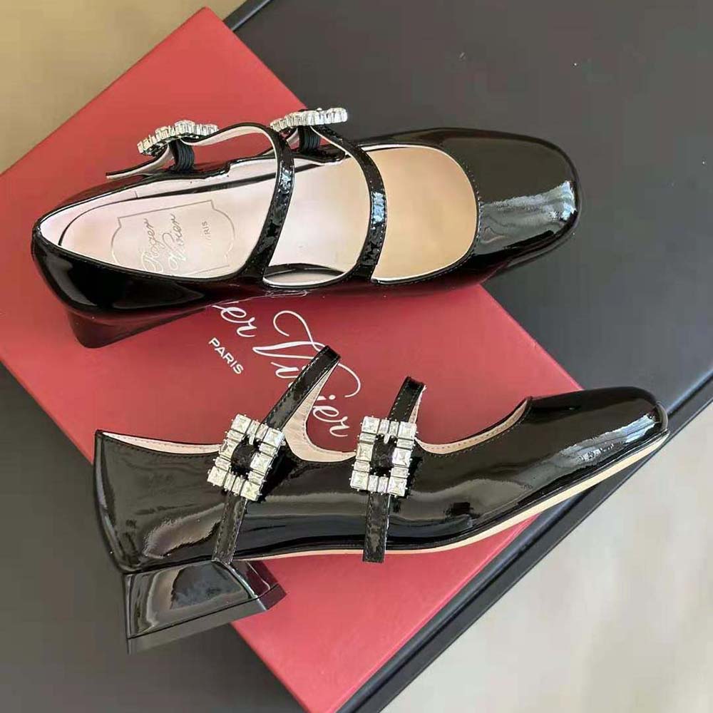 Roger Vivier Women Trés Vivier Strass Buckle Mini Babies Ballerinas in Patent Leather - image 5
