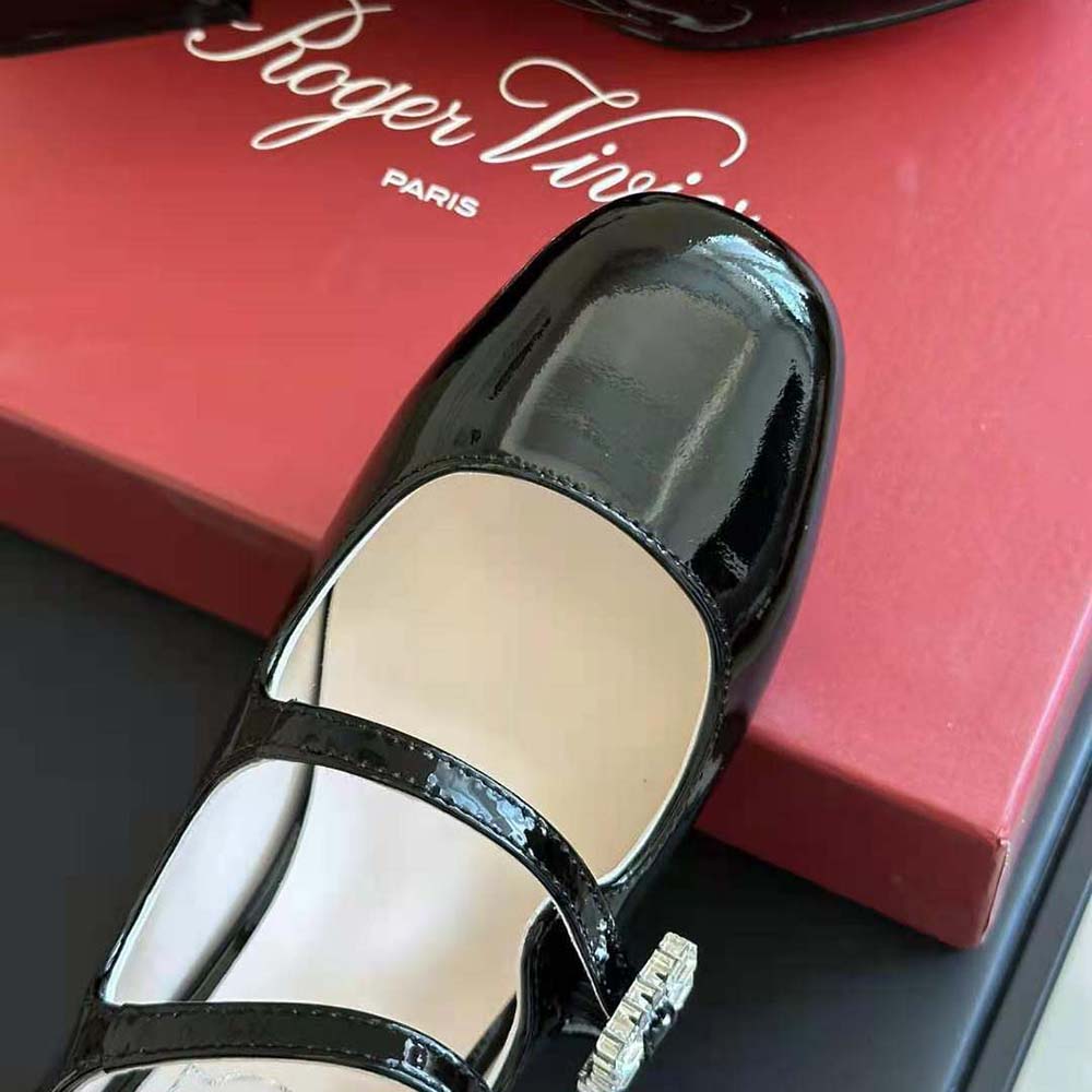 Roger Vivier Women Trés Vivier Strass Buckle Mini Babies Ballerinas in Patent Leather - image 7