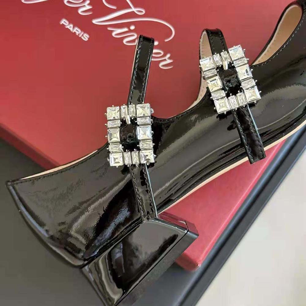 Roger Vivier Women Trés Vivier Strass Buckle Mini Babies Ballerinas in Patent Leather - image 9